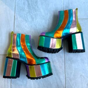Current Mood brand, rainbow platform boots